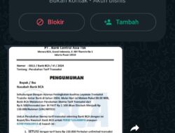 [HOAKS] Pengumuman kenaikan biaya transfer Bank BCA Rp150 ribu melalui pesan WhatsApp
